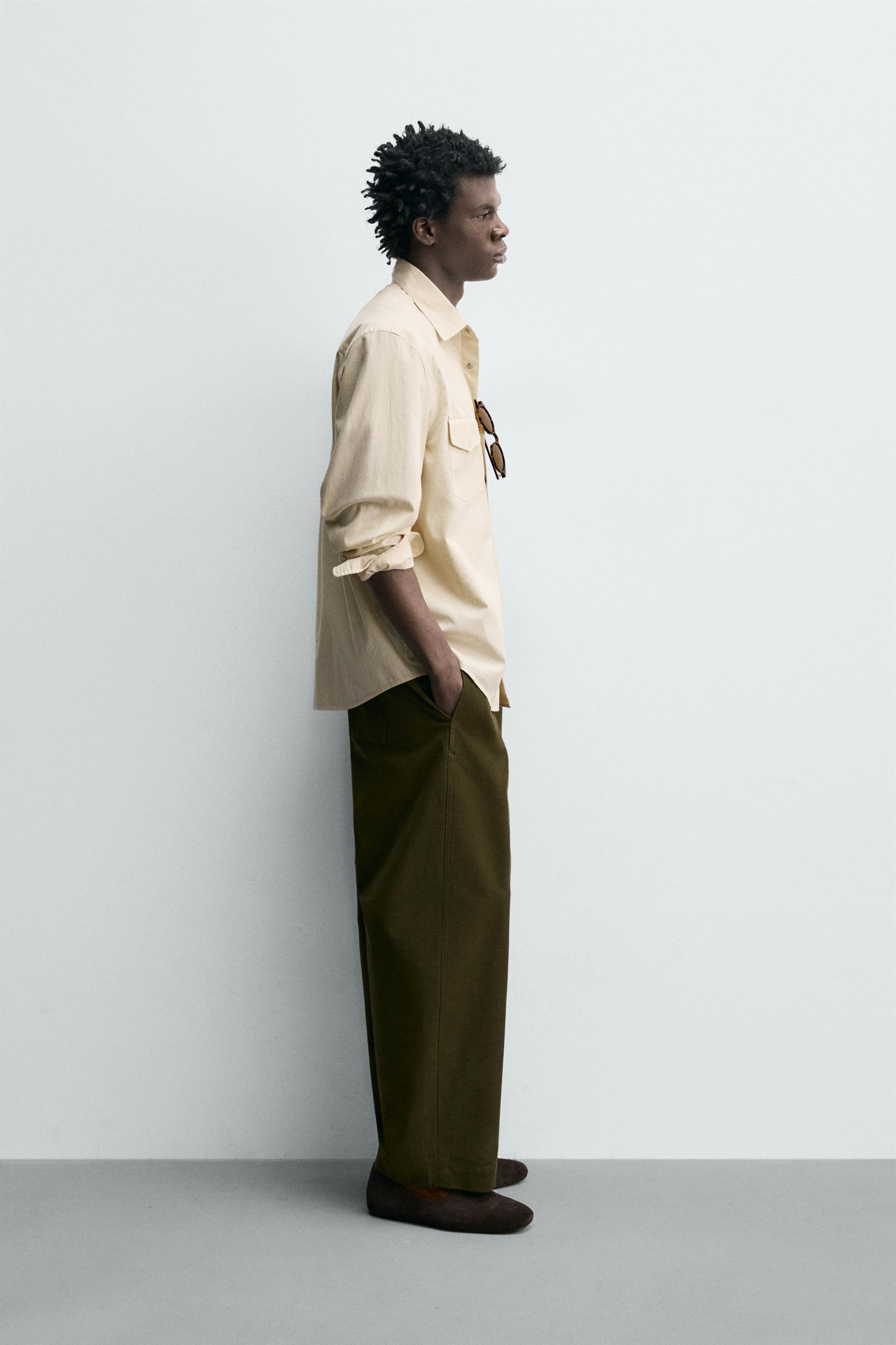 REGULAR FIT TEXTURED COTTON SHIRT